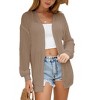 Coolmee Women's Crochet Lightweight Cardigan Cover Up Open Front Long Sleeve Summer Cardigans Camel XXL - 2 of 4