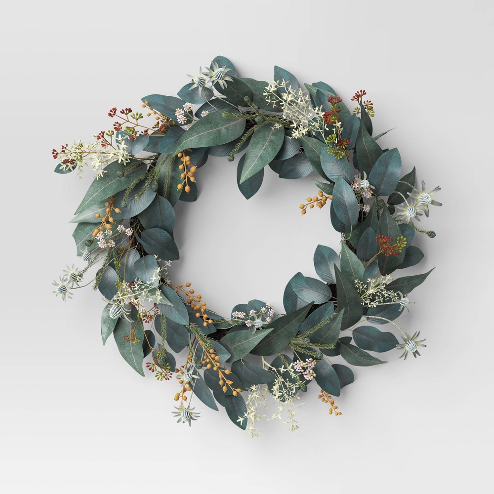 Photos - Other Decoration Wreath Green/Floral Wreath - Threshold™