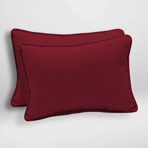 2pk Caliente Canvas Texture Oversized Outdoor Lumbar Pillows Berry - Arden Selections, Pink