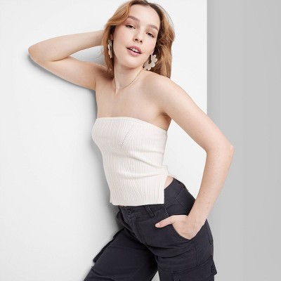 Women's Sweater Tube Top - Wild Fable™ Off-White S