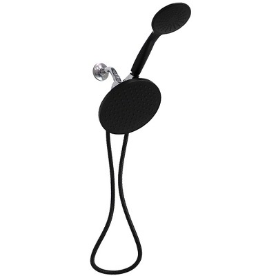 Home Basics Dual Shower Massager with Rainfall Shower Head, Black