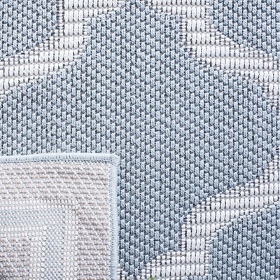 Light Blue & Ivory Trellis Rectangular Easy-Care Synthetic Rug