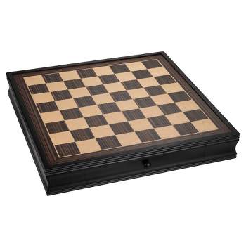 WE Games Black Stained Chess Board with Storage Drawers