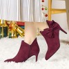 Allegra K Women's Pointed Toe Zip Stiletto Bow Heels Boots - 2 of 4