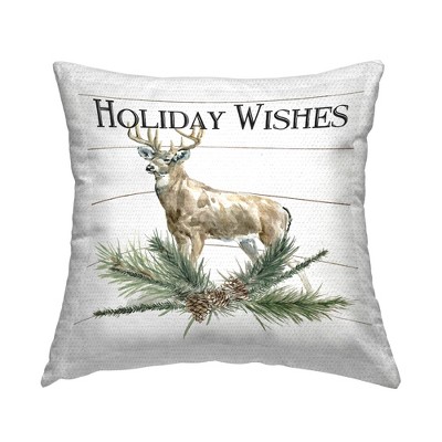 Stupell Industries Holiday Wishes Deer Seasonal Pine Sprig