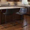 HomeRoots Set of Two 29" Black Faux Leather and Steel Counter Height Bar Chairs - 2 of 4