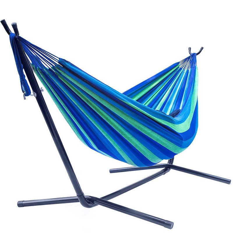 Sorbus Double Hammock With Steel Stand - Portable Carrying Case Included Tropical, 4 of 7