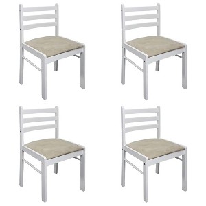 vidaXL Dining Chairs, 4 Pcs, White Solid Rubber Wood and Velvet - 1 of 4