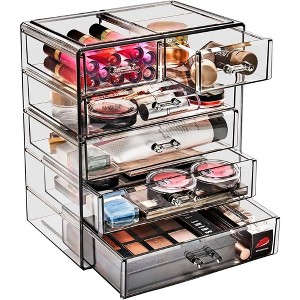 Sorbus Acrylic Makeup Organizer and Storage Case for Makeup & Jewelry - Black (4 Large, 2 Small Drawers) - 1 of 4