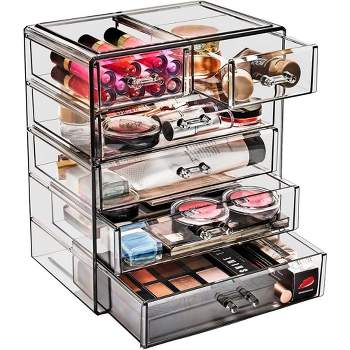 Sorbus Acrylic Makeup Organizer and Storage Case for Makeup & Jewelry - Black (4 Large, 2 Small Drawers)