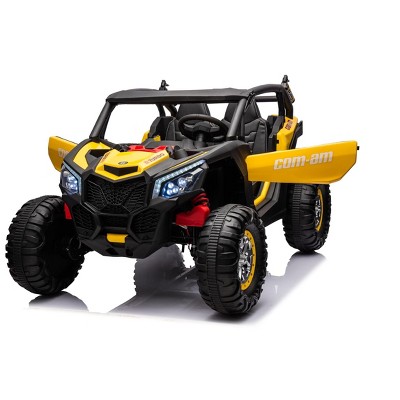 2-Seater 24v Kids Ride on UTV Car, 4WD 300w Motors Powerful Electric Vehicle w/Remote Control, 4 Shock Absorbers