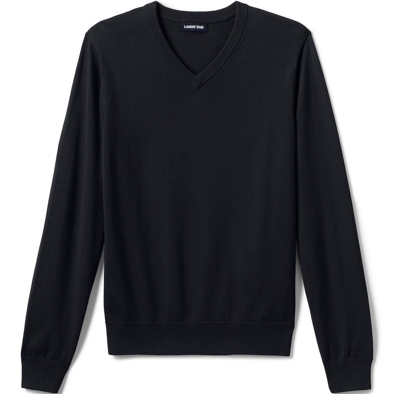 Lands' End School Uniform Men's Cotton Modal Fine Gauge V-neck Sweater, 1 of 3