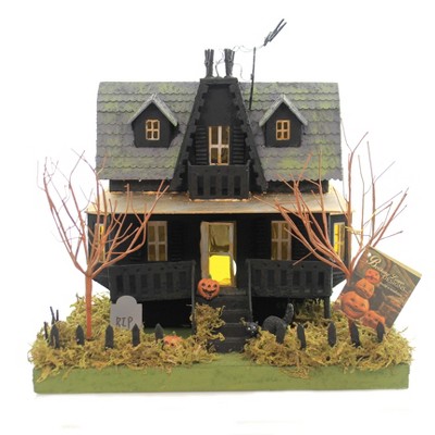 Halloween 11.25" Haunted House. Bats Black Cat R.I.P. Graveyard  -  Decorative Figurines