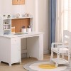 Jojoka Kids Desk and Chair Set,Wooden Study Table with Storage Shelf,Writing Table for Boys and Girls,White - 2 of 4