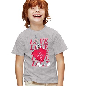 Boys' Short Sleeve Looney Tunes Valentine's Day Bugs Bunny Be Mine T-Shirt Boys and Girls - 1 of 4