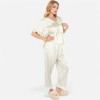 Anna-Kaci Lounge Women's Embroidered Collar Pajama Set with Ruffle Trim and Button-Up Top - 3 of 4
