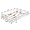 Gulches Kids-Style Twin Size Solid Wood Floor Bed with Fence & Door, White - 4 of 4