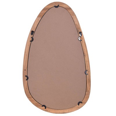 Natural Rectangular Wood Wall Mirror with Knob Pattern