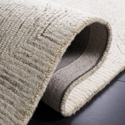 Handmade Grey and Ivory Wool Abstract 4' x 6' Area Rug