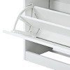 GlasFlength Shoe Racks Modern Slim Storage with Flip Drawers and Glass Top Simple Design for Entryway Living Space, White, 35"*9.4"*40.9" - 3 of 4