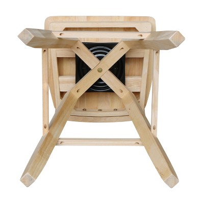 Brown Wood Swivel Bar Height Stool with Double X Back