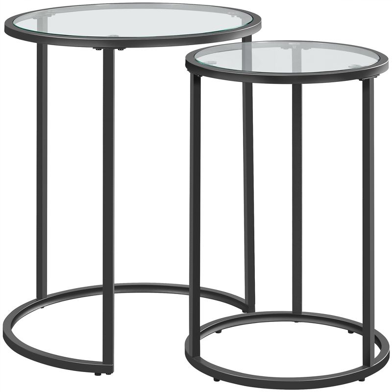 Yaheetech Round Nesting End Table Set with Metal Frame and Glass Top for Living Room, 1 of 10
