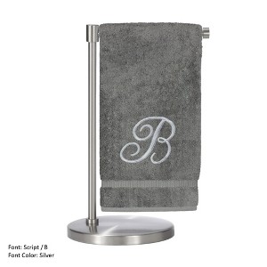 BC BARE COTTON Monogrammed Bath Towel, Personalized Gift, 27 x 54 inches - Set of 2 - Gray - Silver Script - 1 of 1