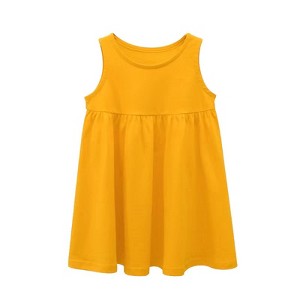 MyKids-USA Baby Girls Solid Round Collar Design Sleeveless Dress In Summer - 1 of 4