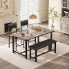 Wooden Dining Table Set for 4 with Bench and 2 Upholstered Chairs, Ideal for Small Spaces, Apartments, and Homes, Easy Assembly - 4 of 4