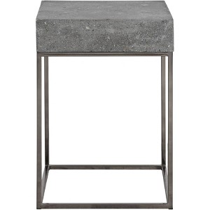 Uttermost Modern Industrial Stainless Steel Square Accent Table 14" Wide Gray Concrete Tabletop for Living Room Bedroom Entryway - 1 of 3
