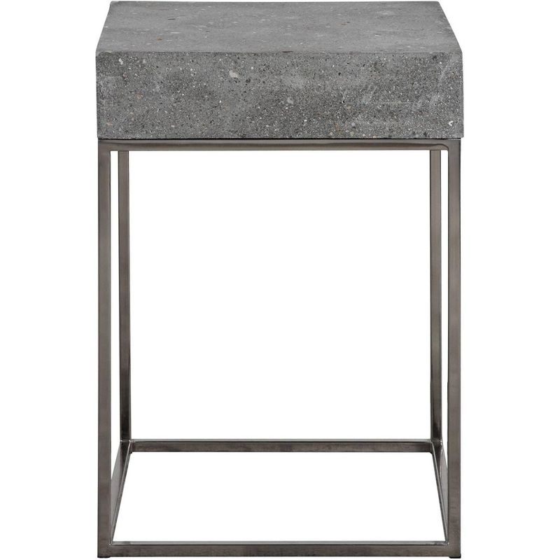 Uttermost Modern Industrial Stainless Steel Square Accent Table 14" Wide Gray Concrete Tabletop for Living Room Bedroom Entryway, 1 of 4