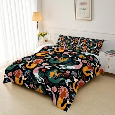 Acoinel 3 Pcs Mermaid Comforter Set with 2 Pillowcases