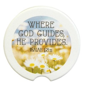 Dicksons Where God Guides He Provides Daisy 2.5 inch Ceramic Car Coasters Set of 2 - 1 of 2