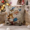 Christmas Pillow Covers 18x18 inch Set of 4 Santa Claus Reindeer - Blue - 3 of 3