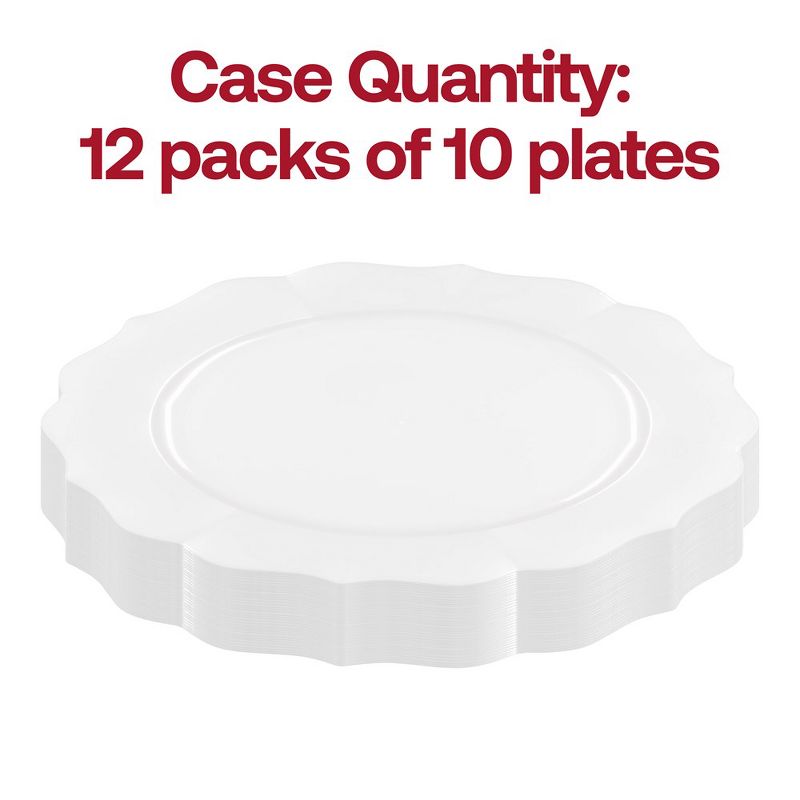 Smarty Had A Party 10.25" Pearl White Round Lotus Disposable Plastic Dinner Plates, 3 of 7