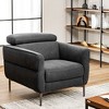 Costway Modern Upholstered Accent Chair Single Sofa Armchair w/ Adjustable Headrest Grey\White - 2 of 4