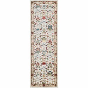 Hauteloom Neola White/Brown Damask Area Rug - 1 of 4