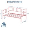 Twin Metal Daybed with Trundle, Pullout Trundle Bed Frame with Arched Headboard, Guest Sofa Bed with Steel Slat Support - 3 of 4