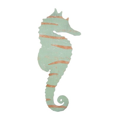Beachcombers Striped Seahorse Wall Art 7.5 x 18 x 0.315 Inches.