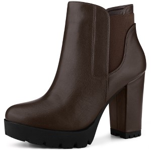 Perphy Women's Round Toe Lightly Padded Platform Block High Heels Chelsea Boots - 1 of 4
