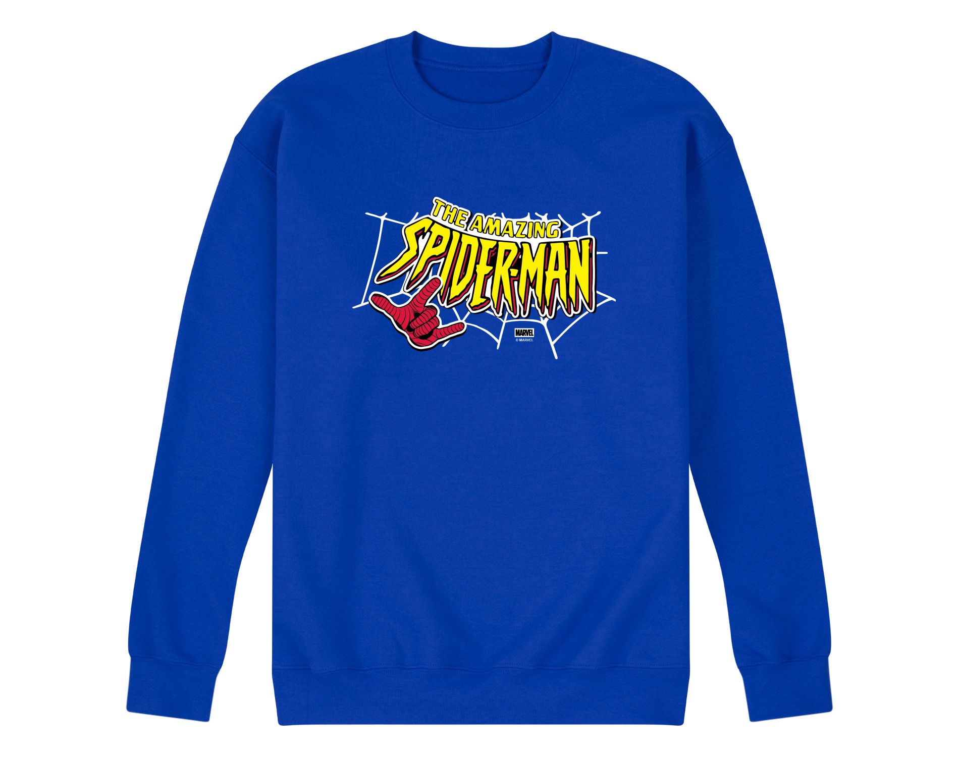 Men's Marvel Spiderman Logo Graphic Fleece Sweatshirt - Royal Blue - Medium