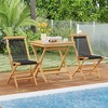Tangkula 3-Piece Patio Bistro Set Teak Wood Square Coffee Table & Folding Chairs Set of 2 - 2 of 3