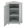 Grey Bathroom Corner Cabinet – Triangle Storage with Adjustable Shelf, Modern Style MDF Board - 4 of 4