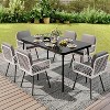Large Outdoor Dining Table with 5mm Tempered Glass Top and Sturdy Iron Frame, Black Patio Table Ideal, Weather-Resistant Metal Construction - 4 of 4