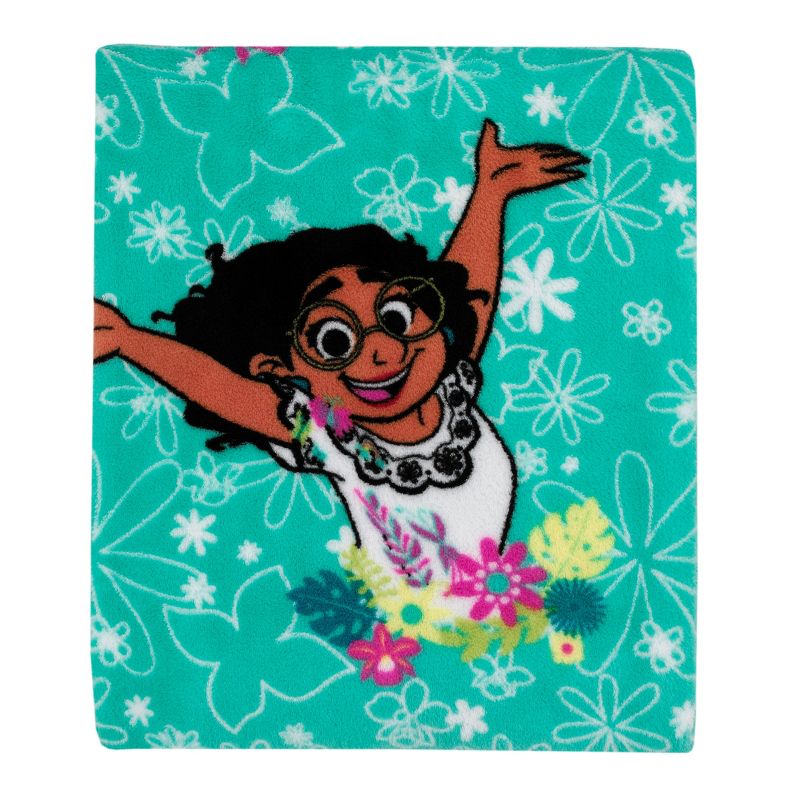 Disney Encanto Tropical Delight Turquoise, Pink, and Teal, Mirabel, Flowers, and Butterflies Super Soft Toddler Blanket, 1 of 5