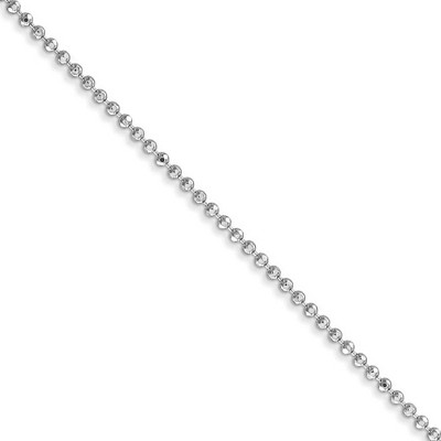 Black Bow Jewelry 1.2mm, 14k White Gold, Diamond Cut Hollow Bead Chain Necklace