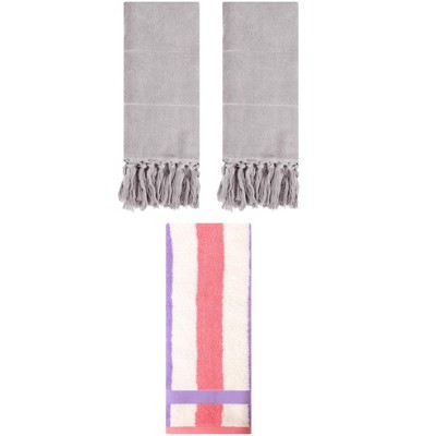REGALWOVEN 3 Packs Cotton Absorbent Soft Decorative Bathroom Hand Towel Set