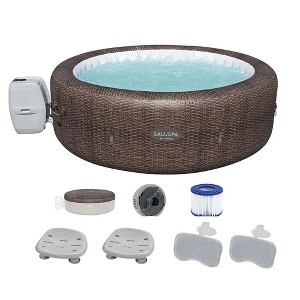 Bestway SaluSpa St Moritz AirJet Hot Tub with Set of 2 Non Slip Pool and Spa Seats and 2 Padded Headrest Pillows with Adjustable Strap, Brown - 1 of 4