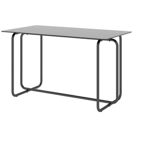DOMETOUR Rectangle Dining Table with Metal Frame, Tempered Glass Dining Table for Kitchen Room, Black - 1 of 4