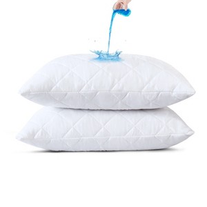 Waterproof Quilted Pillow Protectors with Zipper Noiseless TPU Backing Waterproof Pillowcases Encasement - Cotton Passion - 1 of 4